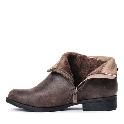 Ciemnobrązowe botki na płaskim obcasie Arcelia - Obuwie