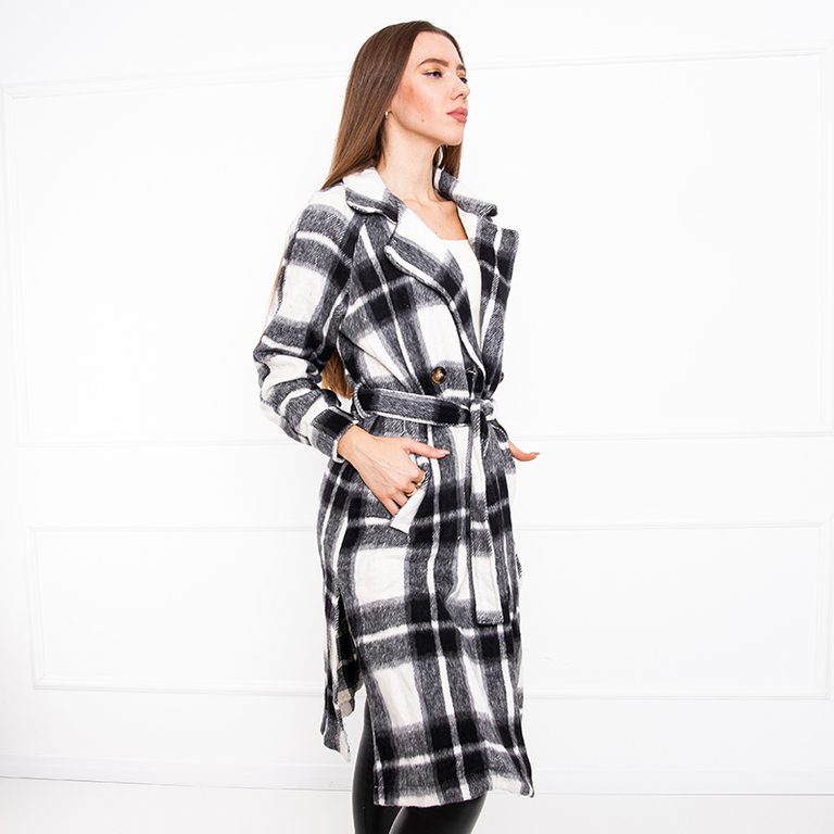 Dámska čierna kockovaná dlhá košeľa - Oblečenie