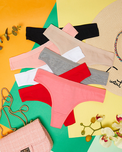 Dámske hladké bavlnené tangá PLUS VEĽKOSŤ 7 / bal - Spodná bielizeň