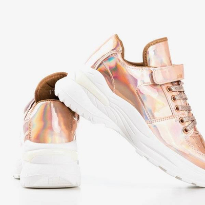 OUTLET Ružové a zlaté dámske tenisky s holografickou povrchovou úpravou That's You - Obuv