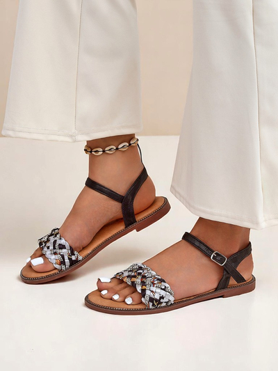 Royalfashion Ženski sandali z ravnim podplatom ColorStrap