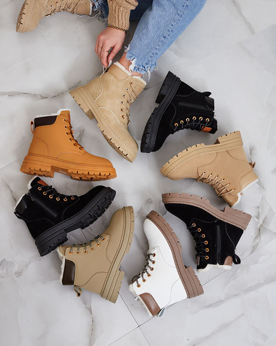 Royalfashion Béžové dámske zateplené trapperské čižmy Radoras