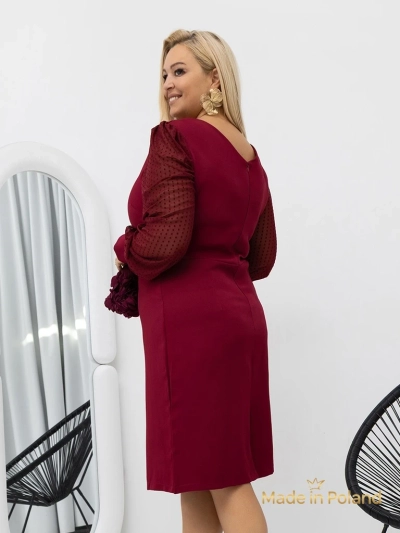 Elegantna ženska mini obleka z mrežastimi rokavi Evilla