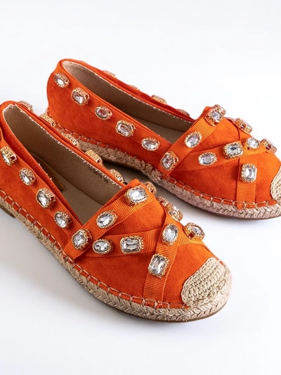 Oranžové dámske espadrilky s kryštálmi Wamba - Obuv