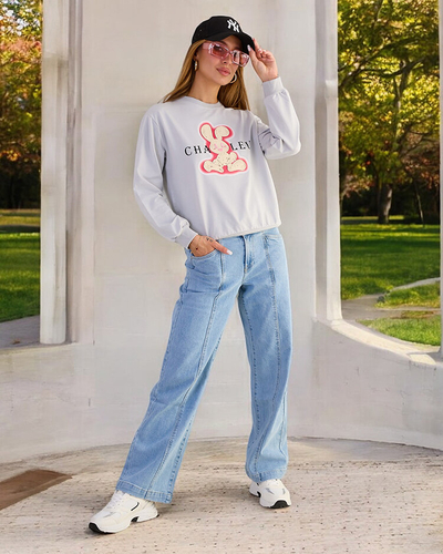 Royalfashion Dámska bavlnená tenká mikina s potlačou