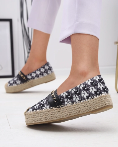 Čierne kvetinové espadrilky Azzaxi- Obuv