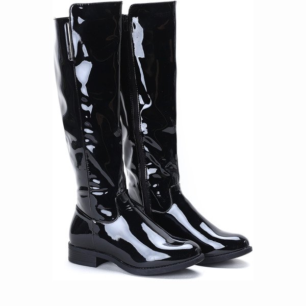 Czarne kozaki lakierowane Wild Thoughts - Obuwie