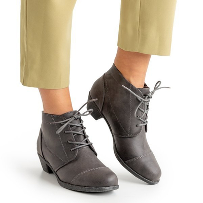 Dámské krajkové kotníkové boty s nízkým podpatkem Liboa - Obuv