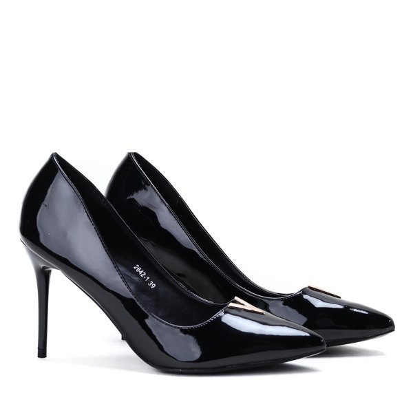 Czarne szpilki z ozdobą Eva - Obuwie