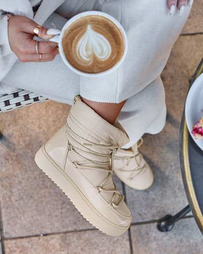 Royalfashion Dámske slip-on čižmy a'la snow boots v béžovej farbe Nevsone