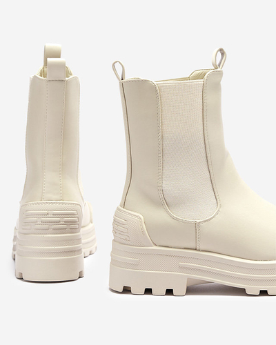 Béžové dámske čižmy na hrubšej podrážke Berann- Obuv