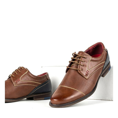 Brązowe męskie półbuty z eko-skóry Christian - Obuwie