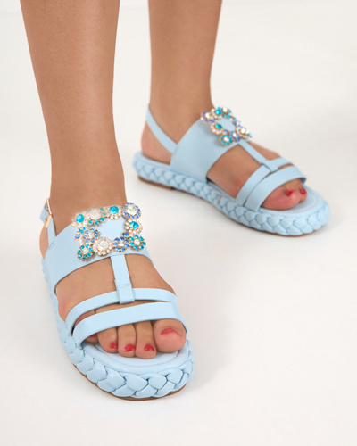 OUTLET Dámske modré sandále s ozdobnou prackou Govy-Footwear