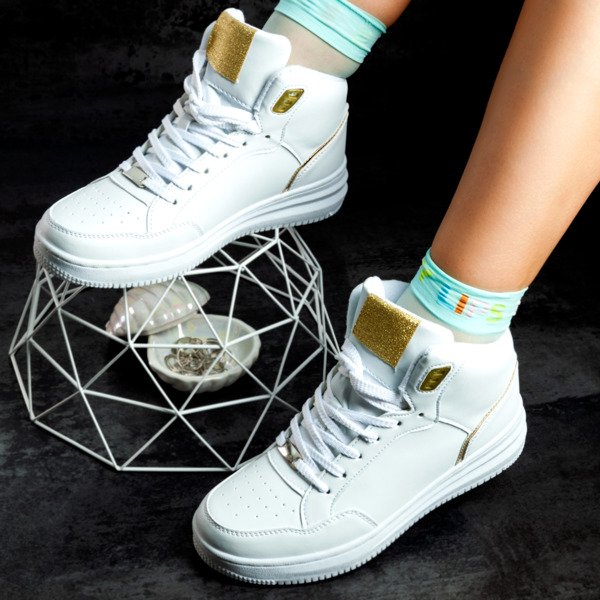 Białe buty sportowe ze złotymi elementami Alto - Obuwie