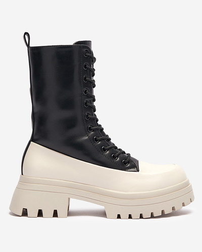 Čierno-béžové dámske vysoké čižmy Susker - Obuv