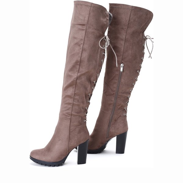 Brązowe botki na słupku Forever Young - Obuwie