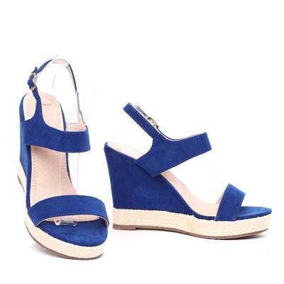 Ciemnoniebieskie sandały na koturnie Stella- Obuwie