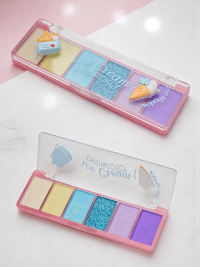 Kevin&Coco Paleta 6 očných tieňov s trblietkami Ľadová pochúťka