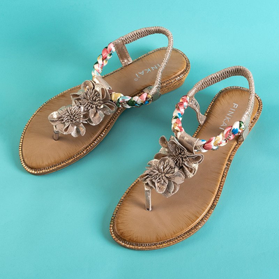 Zlaté lesklé dámske sandále na platforme Grassia - Obuv