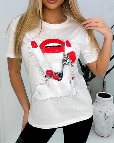 Royalfashion Dámske tričko s potlačou a zirkónmi