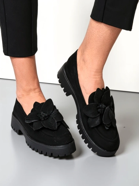 Royalfashion ekologické semišové dámske mokasíny s Floverse kvetom