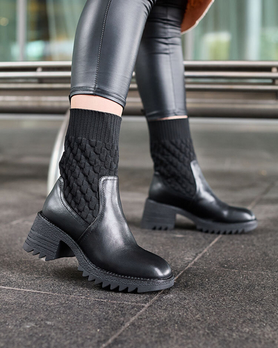 Royalfashion Čierne dámske čižmy Acigog na plochom podpätku