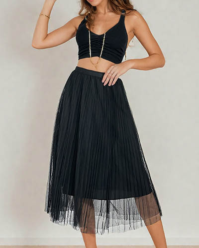 Royalfashion Dámska dvojvrstvová midi sukňa