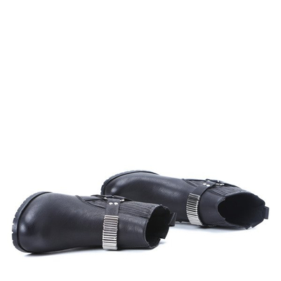 Czarne sztyblety ze sprzączką Mona- Obuwie