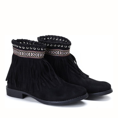 Czarne botki w azteckie wzory Maddie - Obuwie