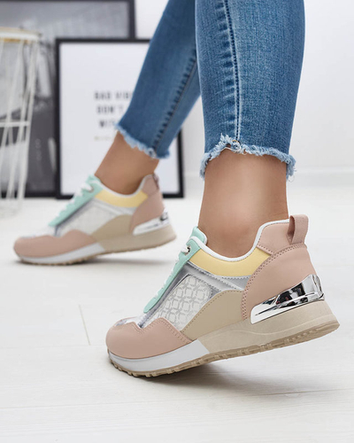 Dámska béžovo-ružová šnurovacia športová obuv Mnerio- Obuv
