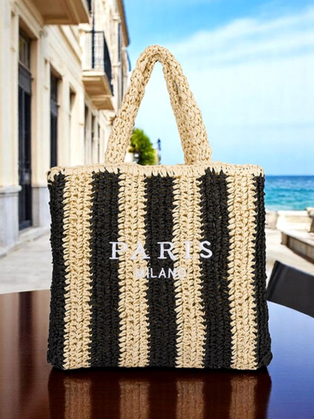 Royalfashion Veľká dámska slamená taška s pleteným slameným páskom