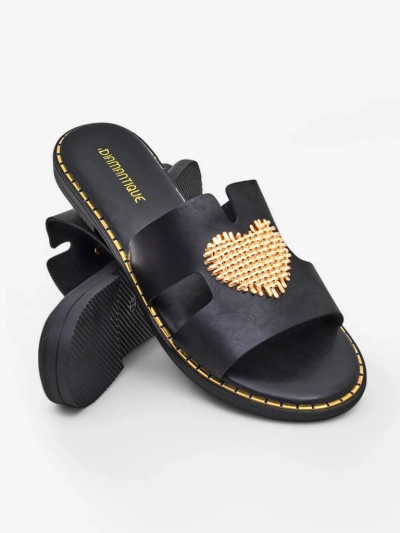 Royalfashion Dámske žabky so srdcom Zlaté srdce