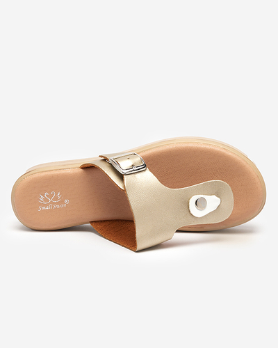 OUTLET Zlaté dámske šľapky na platforme Borico - Obuv