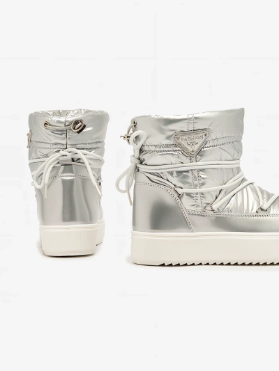 Royalfashion Dámske strieborné čižmy Vevnose slip-on a'la snow boots