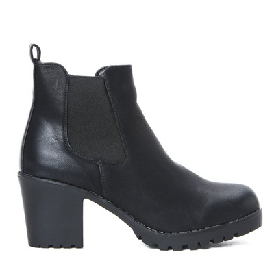 Czarne botki na grubym obcasie Loren - Obuwie