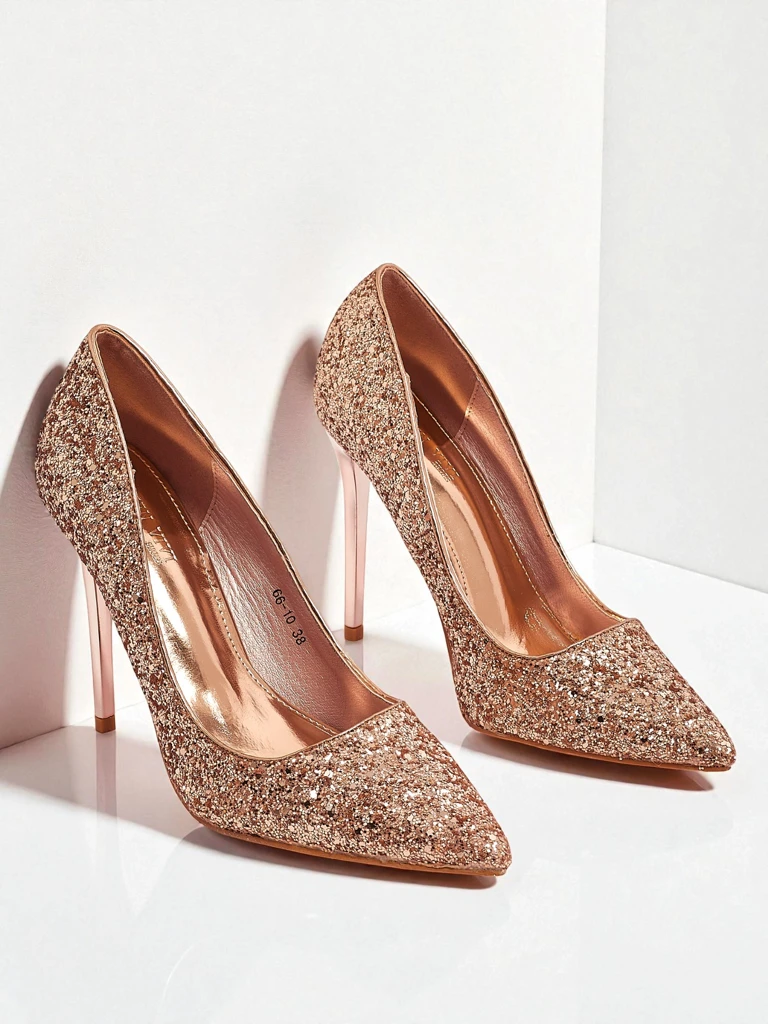 Ženski salonarji eko usnje z brokatom Zavrimea