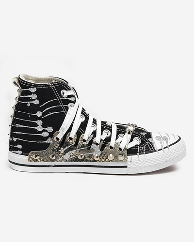 Dámske čierne vysoké tenisky s trblietkami Survivi- Footwear