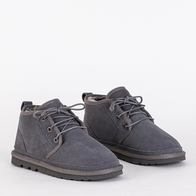 Otroški gležnjarji Luna golobje sivi usnjeni udobni za zimo