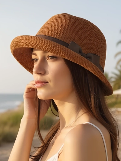 Royalfashion Dámsky klobúk zdobený mašľou Summer Grace