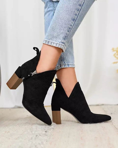 Royalfashion Čierne dámske čižmy na vyššom podpätku Swerros