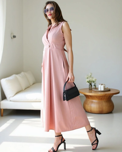 Royalfashion Dámske šaty bez rukávov s preloženým výstrihom Bizness