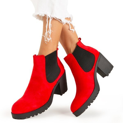 Červené dámské kotníkové boty na sloupku Umberto - Obuv