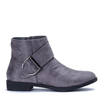 Szare sztyblety ze sprzączką Bianka- Obuwie