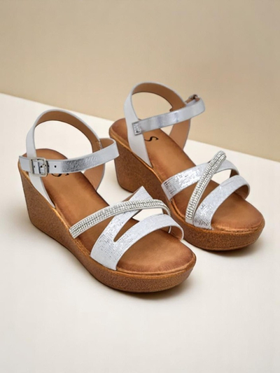 Royalfashion Dámske wedges sandále s kryštálikmi a trblietkami Eclat