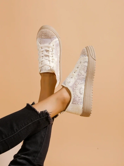 Royalfashion Dámske čipkované tenisky so trblietkami Nille