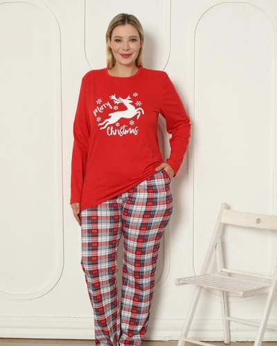 Royalfashion Vianočné bavlnené dámske pyžamo PLUS SIZE