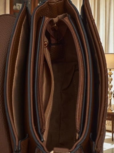 Ženska torbica Luna Temno rjava Eko usnje Elegantna