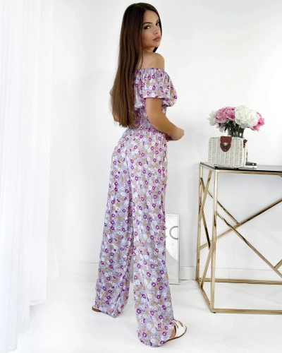 Royalfashion Fialový dvojdielny dámsky kvetinový komplet