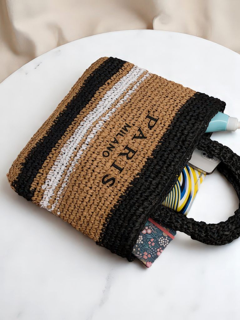 Royalfashion Veľká slamená dámska taška Paris Stripe