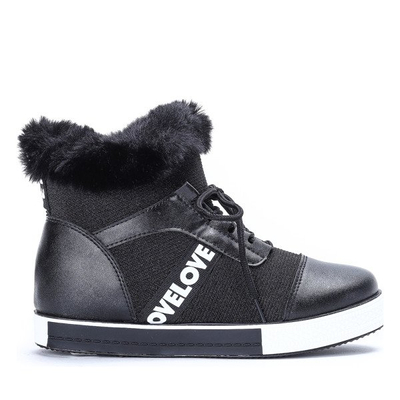 Czarne buty sportowe z futerkiem Gracelyn- Obuwie